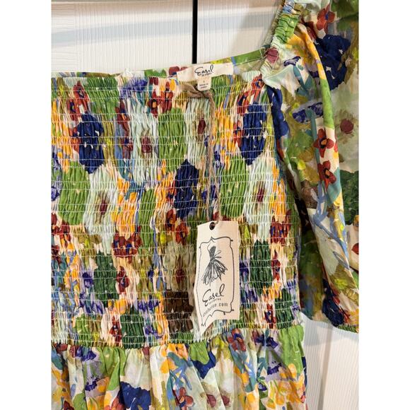 NEW Easel Cotton Poplin Babydoll Eyelet Dress Large Dress - Picture 4 of 8